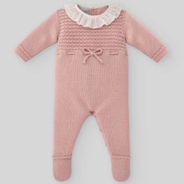 Pink Knitted Merino WOOL Babygrow