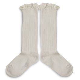 Joséphine Lace-Trim Ribbed Knee-high Socks | Doux Agneaux