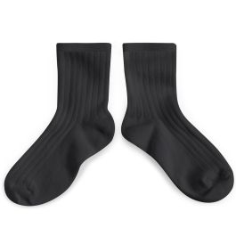 La Mini Ribbed Ankle Socks | Noir De Charbon