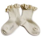 Gingham Ruffle Ribbed Ankle Socks Doux Agneaux