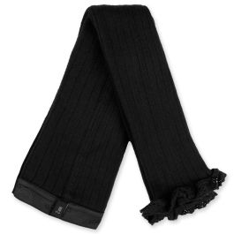 Aliénor Lace-Trim Ribbed Footless Tights | Noir De Charbon