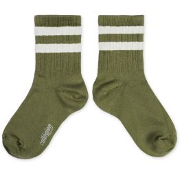 Nico Ribbed Varsity Crew Socks | Olive Du Lubéron