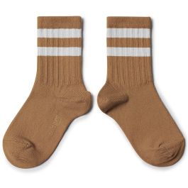 Nico Ribbed Varsity Crew Socks | Caramel Au Beurre Salé