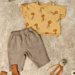 Printed Flame Jersey Tee & Linen Trousers