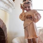 Textured Long Sleeve Girl T-Shirt & Frilly Short | Old Pink