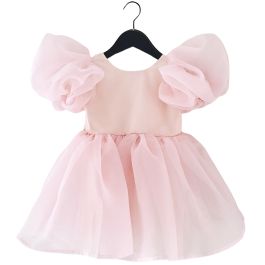 V-Back Puff Sleep Organza Tutu Dress | Pink