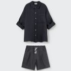 Erick Linen Shirt & Saulk Linen Bermuda Shorts | Navy