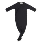 Knotted Baby Gown Pointelle | Charcoal