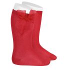 Knee High Socks W/ Organza Bow | Red (550)