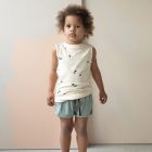 Buttercream Frotté Top Scoops & Mint Blue Rib Shorts