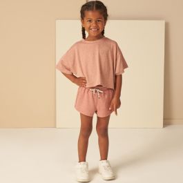 Tech Crop Tee & Laguna Tech Short | Heathered Lipstick