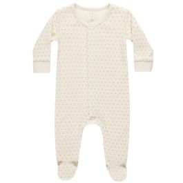 Velour Hidden Snap Footie | Polka Dot