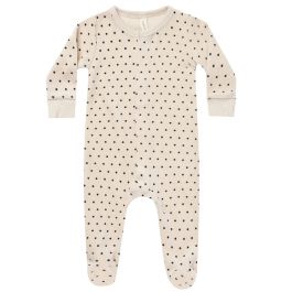 Velour Hidden Snap Footie | Polka Dot