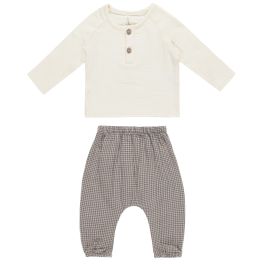 Zion Ivory Shirt & Indigo Gingham Woven Pant