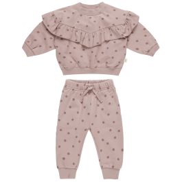Ruffle Fleece Sweatshirt & Relaxed Fleece Sweatpant | Polka Dots