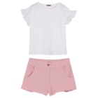 Ruffled Sleeves & Shorts W/ Cat Pockets