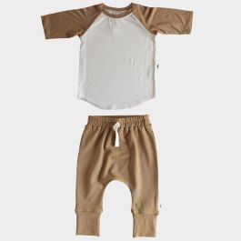 Slim Harm Pants & Baseball Tee | Camel