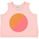 Pink W/ Multicolor Circle Print Sleeveless T-shirt