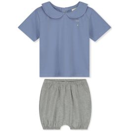 Lavender Baby Collar Tee & Grey Bloomer Bottoms | Set