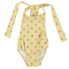 Swimsuit W/ Back Bow | Light Yellow W/ Flowers Allover