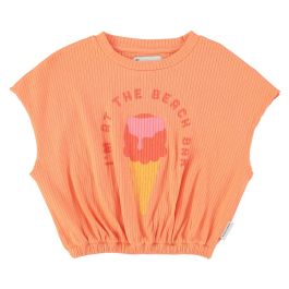Sleeveless Top | Coral W/ Ice Cream Print