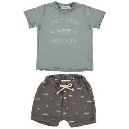 Surfer Shark Tshirt & Sharks Shorts | Blue Gray/Anthracite