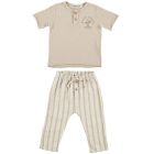 Good Vibes Tshirt & Stripes Rustic Pants | Sand/Ecru