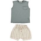 Sleeveless & Stripes Rustic Short | Blue Gray/Ecru