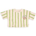Cropped Crewneck T-Shirt W/ Embroidery | Stripes Green