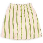 Midi Skirt W/ Buttons | Stripes Green