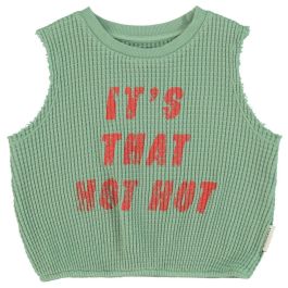 Sleeveless Top | Green W/ "hot hot" Print