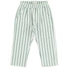 Unisex Trousers | White W/ Large Green Stripes