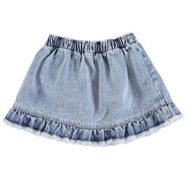 Short Skirt W/ Ruffles | Washed Light Blue Denim