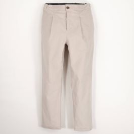 Beige Velvet Chino Trousers