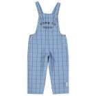 Dungarees | Blue Checkered W/ "Born To Rock" Print