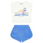 'Grateful' Sleeveless Sweatshirt & Terry Cloth Shorts