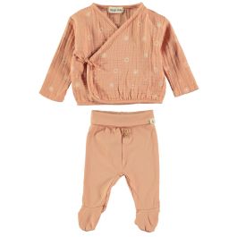 Savannah Kimono Blouse & Soft Footed Pants | Salmon