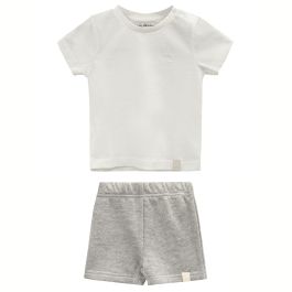 White Ron Tee & Grey Melange Mike Shorts