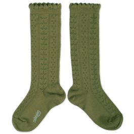Juliette Pointelle Organic Cotton Knee-high Socks | Olive Du Lubéron