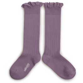 Joséphine Lace-Trim Ribbed Knee-high Socks | Glycine Du Japon