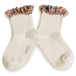 Charlotte Liberty Ruffle Ribbed Ankle Socks | Doux Agneaux