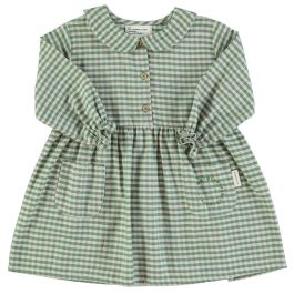 Peter Pan Dress | Green Checkered