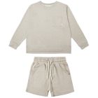 Pocket Long Sleeve Top & Oceanside Tech Short Heathered Stone