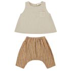 Grey Lettuce Top & Mustard Stripe Ficus Trouser