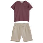 Violet T-Shirt & Ecru Shorts