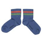 Short Socks | Blue W/ Green Orange Stripes