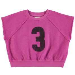 Sleeveless Sweatshirt | Fuchsia W/ "3" Print