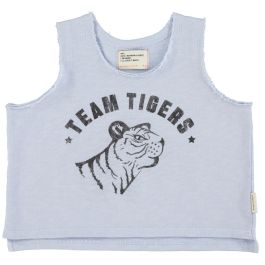 Sleeveless Tshirt | Light Blue W/ Tiger Print
