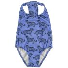 Swimsuit W/ Back Bow | Blue W/ Black Tigers