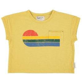 Tshirt | Yellow W/ Multicolor Wave Print